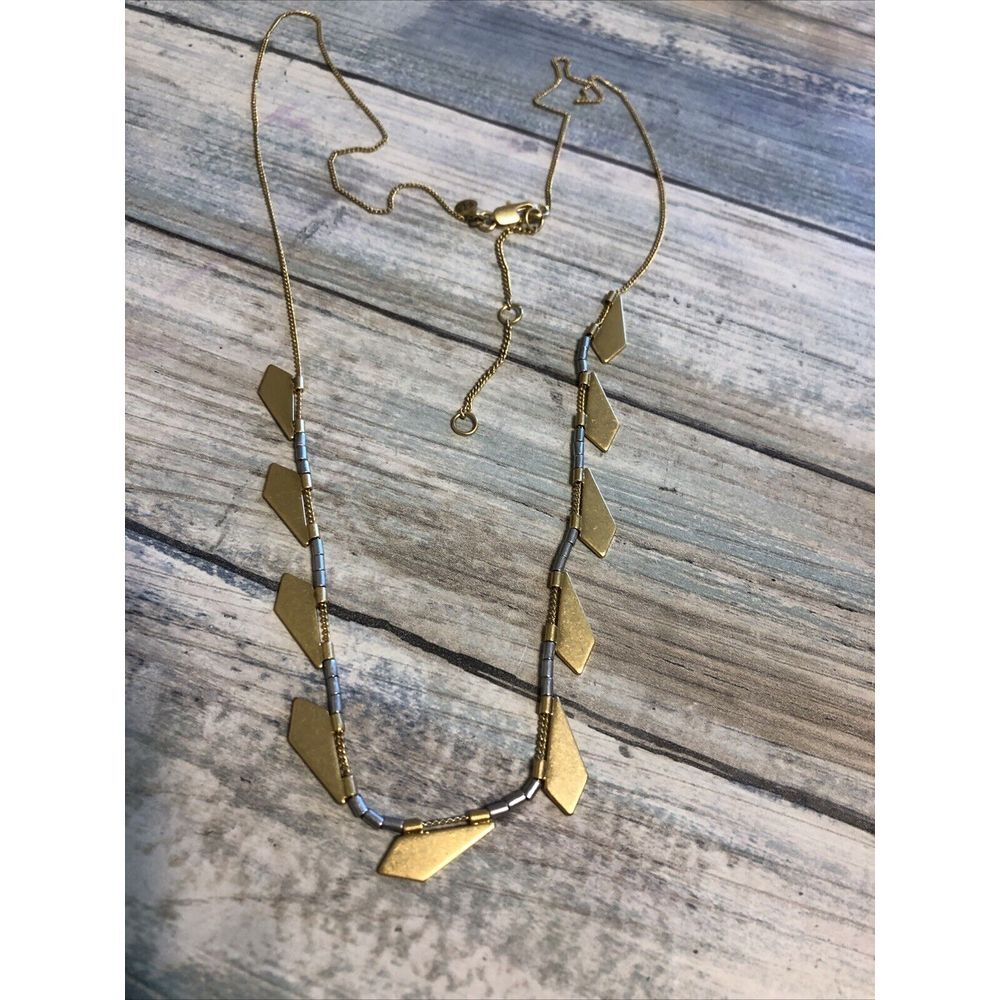 Madewell Geometric Shape Matte‎ Gold Tone Necklace Minimalist 30" Chain NWOT